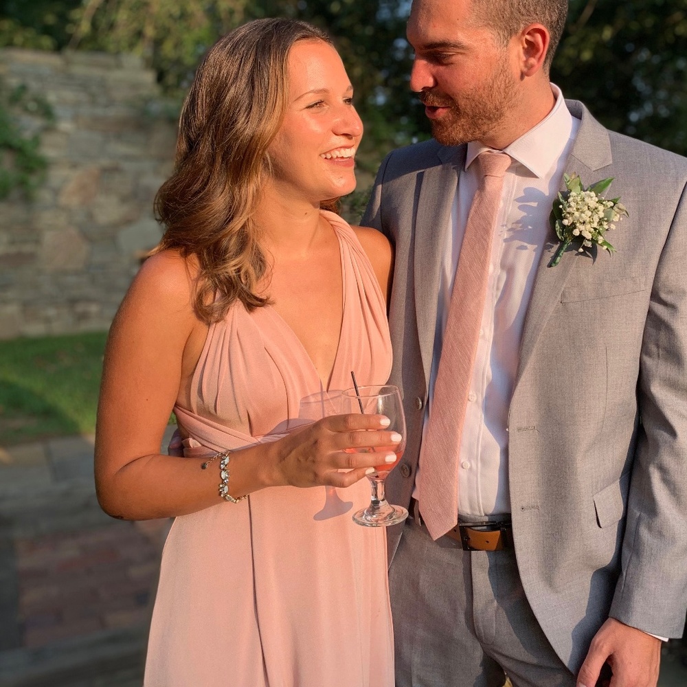 Convertible Blush Dress with Slit